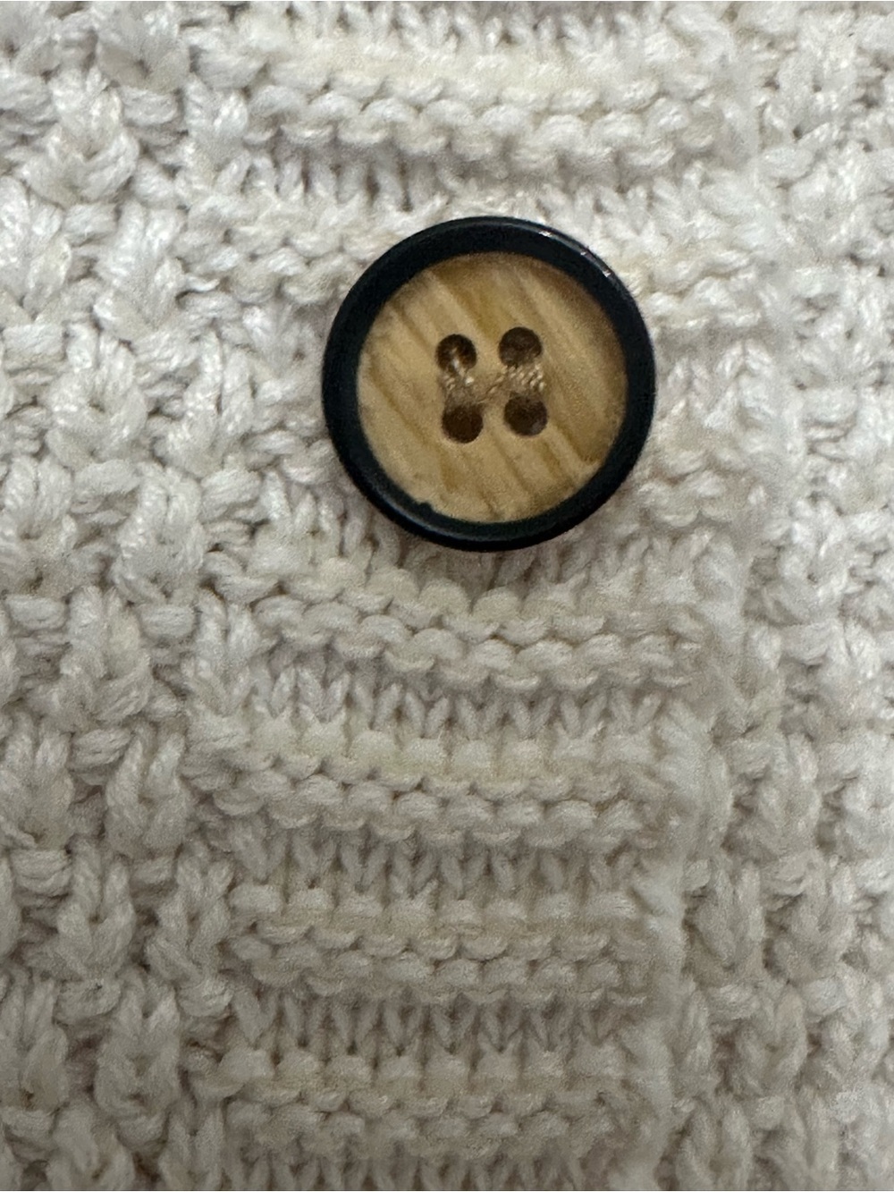 New Girls Wavy Cable Knit Pom Pom Cardigan Beige Size 5t Wooden Button Sweater - Picture 5 of 8
